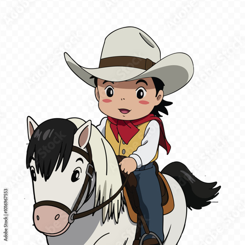 Set of Wild West Elements: Cowboy Equipment, Rodeo Silhouettes, and Lasso-Throwing American Cowboys on Horseback