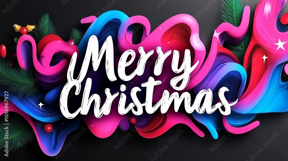 Obraz premium A festive Christmas greeting with a modern twist, featuring the words 