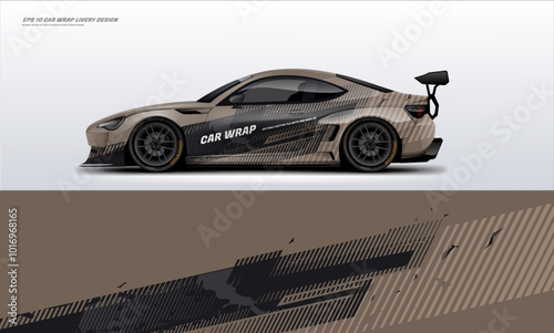 Sporty car, van, truck wrap livery design brown color combination