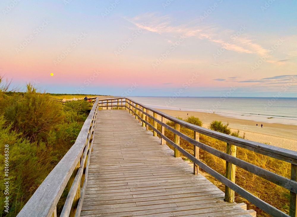 wooden bridge over the sea on the island of Ile de Re in France wooden bridge over the sea on the island of Ile de Re in France
