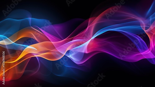 Abstract Colorful Smoke Flowing on Black Background