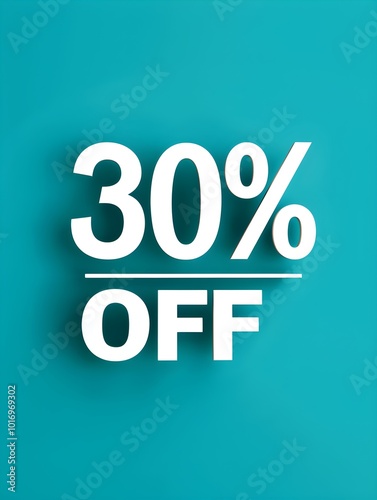 White '30% OFF' Promotional Sign on a Turquoise Background