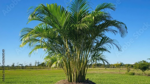 Wallpaper Mural Lush Green Palm Tree Against Clear Blue Sky Torontodigital.ca