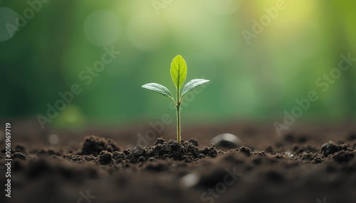 New Life Sprout in Soil - Growth and Rebirth - Eco-Friendly Concept