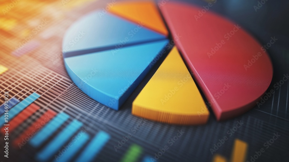 Colorful Pie Chart with Data Presentation Background Colorful Pie Chart with Data Presentation Background