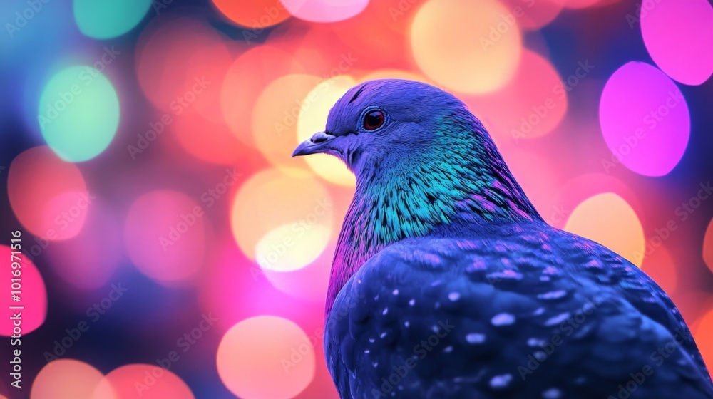 Colorful Pigeon Against Abstract Background Colorful Pigeon Against Abstract Background