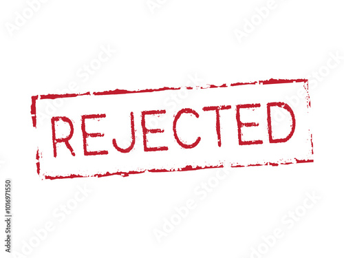 A rubber stamp with the word "rejected". Used in offices or businesses to quickly and efficiently indicate that a document, request, or application has been reviewed and rejected. 