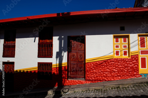 Beautiful streets of the Heritage Town of Jerico located in the Department of Antioquia in Colombia. photo