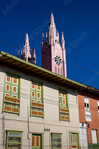 Beautiful streets of the Heritage Town of Jerico located in the Department of Antioquia in Colombia. photo