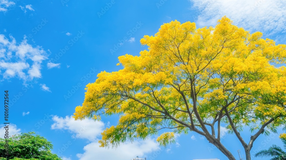 Brilliant Yellow Tree Against Blue Sky