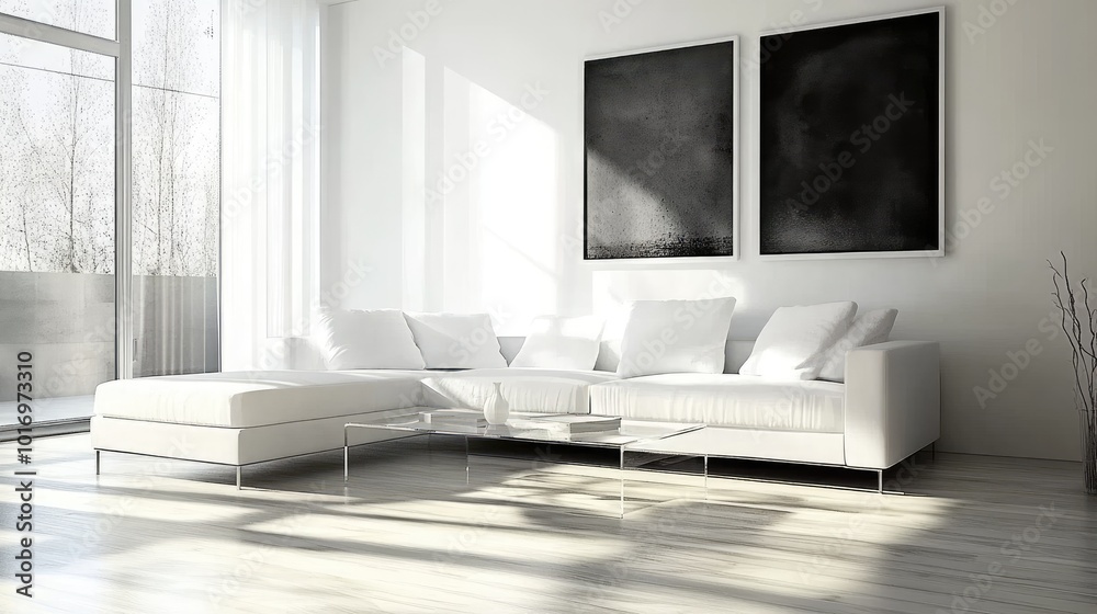 Modern Minimalist Living Room with Natural Light Modern Minimalist Living Room with Natural Light