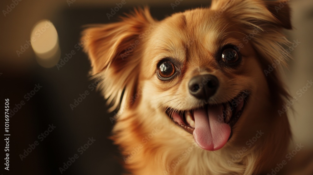 Happy Small Dog with Bright Eyes and Playful Smile