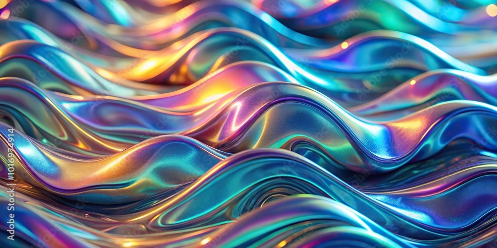 Abstract metallic iridescent holographic background with waves Abstract metallic iridescent holographic background with waves