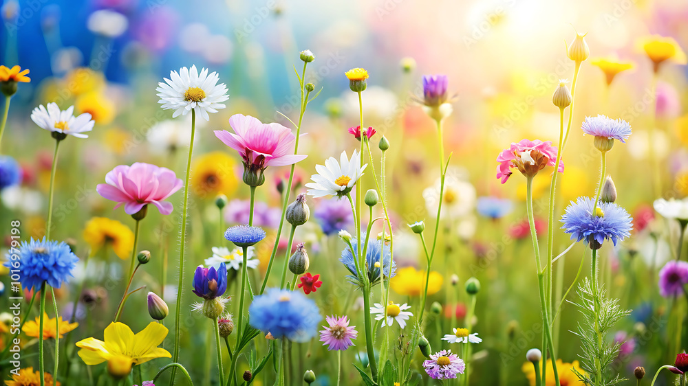 Floral Background Showcasing a Meadow of Wildflowers in Soft Pastel Colors and Delicate Tones Floral Background Showcasing a Meadow of Wildflowers in Soft Pastel Colors and Delicate Tones