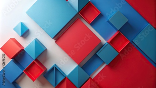 abstract minimalist geometric background in red and blue