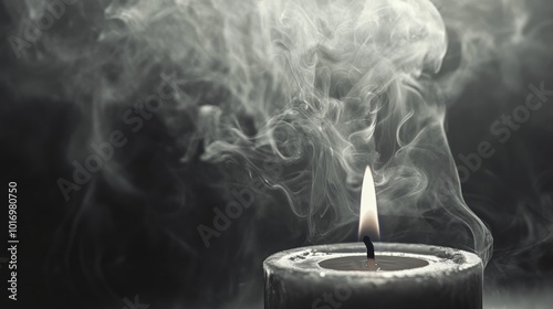 Elegant Candle with Smoky Atmosphere in Dark Background