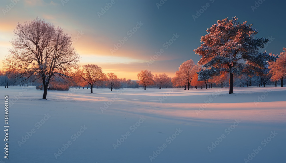 Frosty Morning with Snowy Trees at Sunrise. Winter Landscape at Dawn with Frosty Trees. Snowy Forest at Sunrise in Winter. Frosty Morning with Snowy Trees at Sunrise. Winter Landscape at Dawn with Frosty Trees. Snowy Forest at Sunrise in Winter.