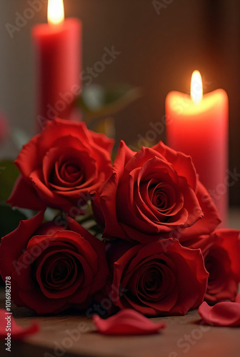 red roses and candle