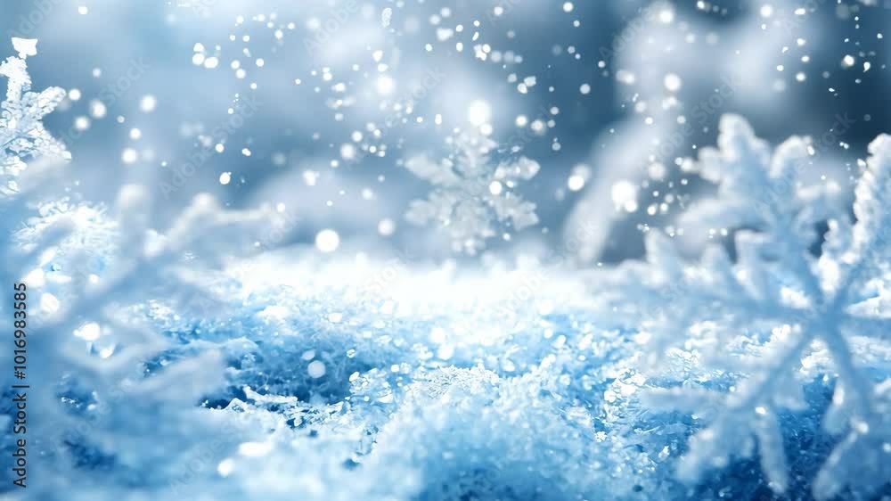 A snow covered landscape with two snowflakes on the ground. The snowflakes are large and intricate, and the overall mood of the image is serene and peaceful A snow covered landscape with two snowflakes on the ground. The snowflakes are large and intricate, and the overall mood of the image is serene and peaceful