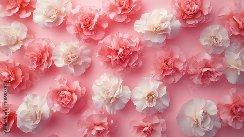 Wallpaper Mural Romantic Blooming Carnations. Elegant Floral Decor for Celebration. 3D Realistic Carnation Bouquet on Pink Wallpaper Torontodigital.ca
