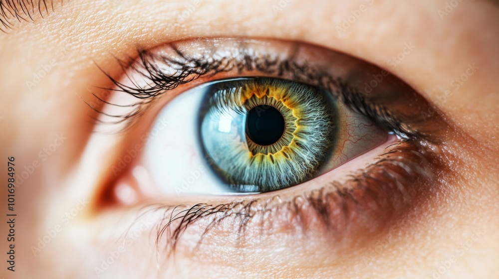 Fototapeta premium Close-Up of a Vibrant Blue and Yellow Eye