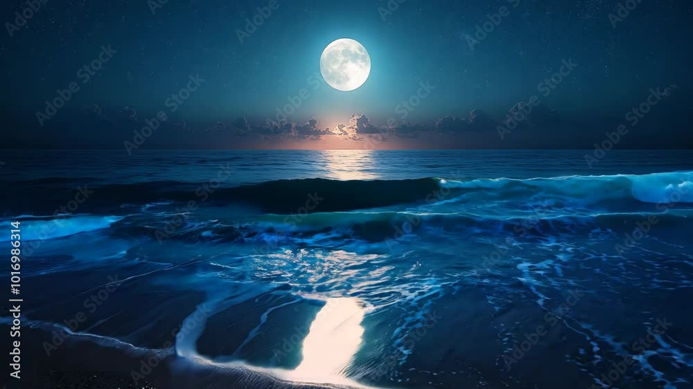 peaceful quiet paradise seascape beautiful seashore under moon light