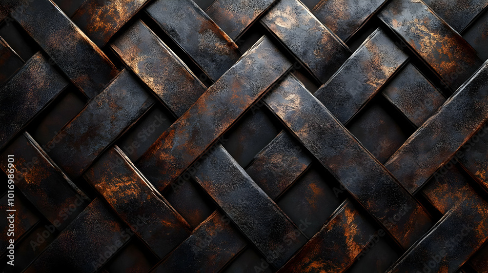 Abstract Background, Black and Copper Intertwined Stripes Abstract Background, Black and Copper Intertwined Stripes