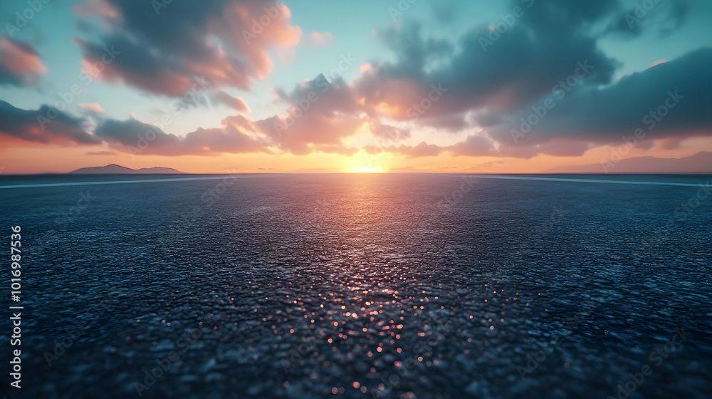 Obraz premium Sea and Sky at Sunset - Realistic Background Illustration