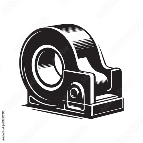 Tape Dispenser silhouette vector art illustration  black color white background