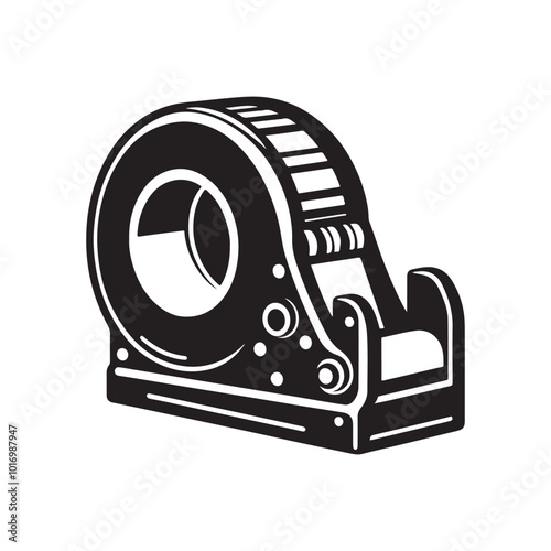 Tape Dispenser silhouette vector art illustration  black color white background