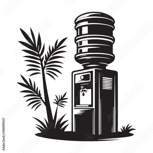  Water Cooler silhouette vector art illustration black color white background
