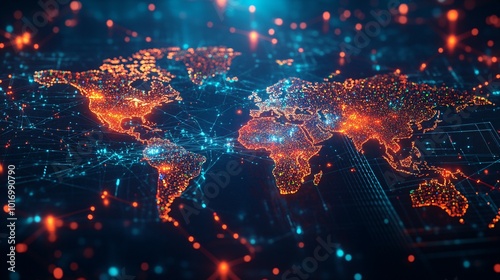 A Digital World Map Illuminated by a Network of Connections