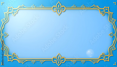 slamic Arabic Arabesque Ornament Border Luxury Abstract blueBackground with Copy Space area isolated with white highlights, png photo