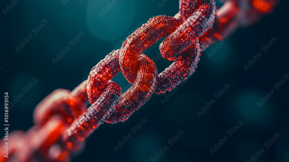 Abstract Red Blockchain Link Symbolizing Digital Security Abstract Red Blockchain Link Symbolizing Digital Security