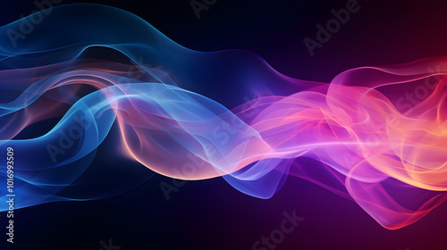 Elegant Smoke Flow: Red and Blue Wisps on Dark Background