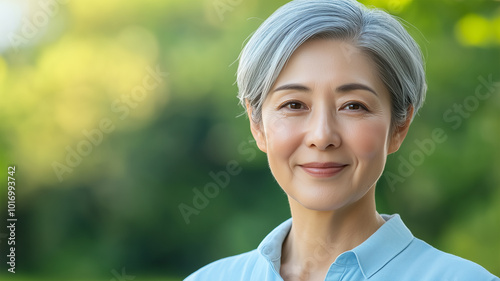 穏やかな笑顔の年配女性