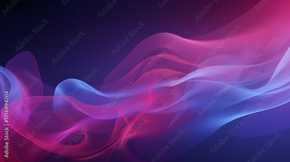 Graceful Smoke Waves: Ethereal Pink and Blue Flow on Dark Background