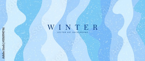 Blue abstract winter wavy background for invitation, flyer, banner and poster. Christmas vector illustration with snow. Snowy background with waves and swirl pattern. Snowfall. Blizzard. Holiday.