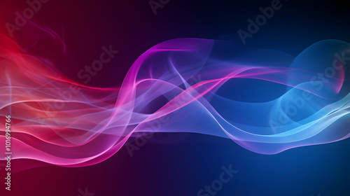 Graceful Smoke Waves: Ethereal Pink and Blue Flow on Dark Background