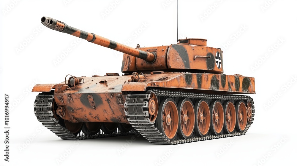 Legendary heavy German Tiger tank from WWII, isolated on white background, 3d render Legendary heavy German Tiger tank from WWII, isolated on white background, 3d render