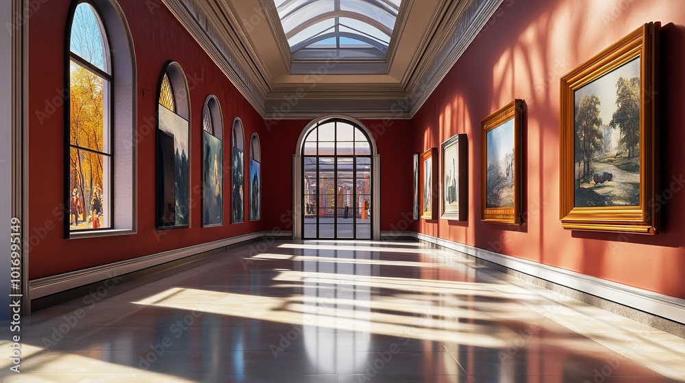 Fototapeta premium 3d rendering of interior museum exhibition room