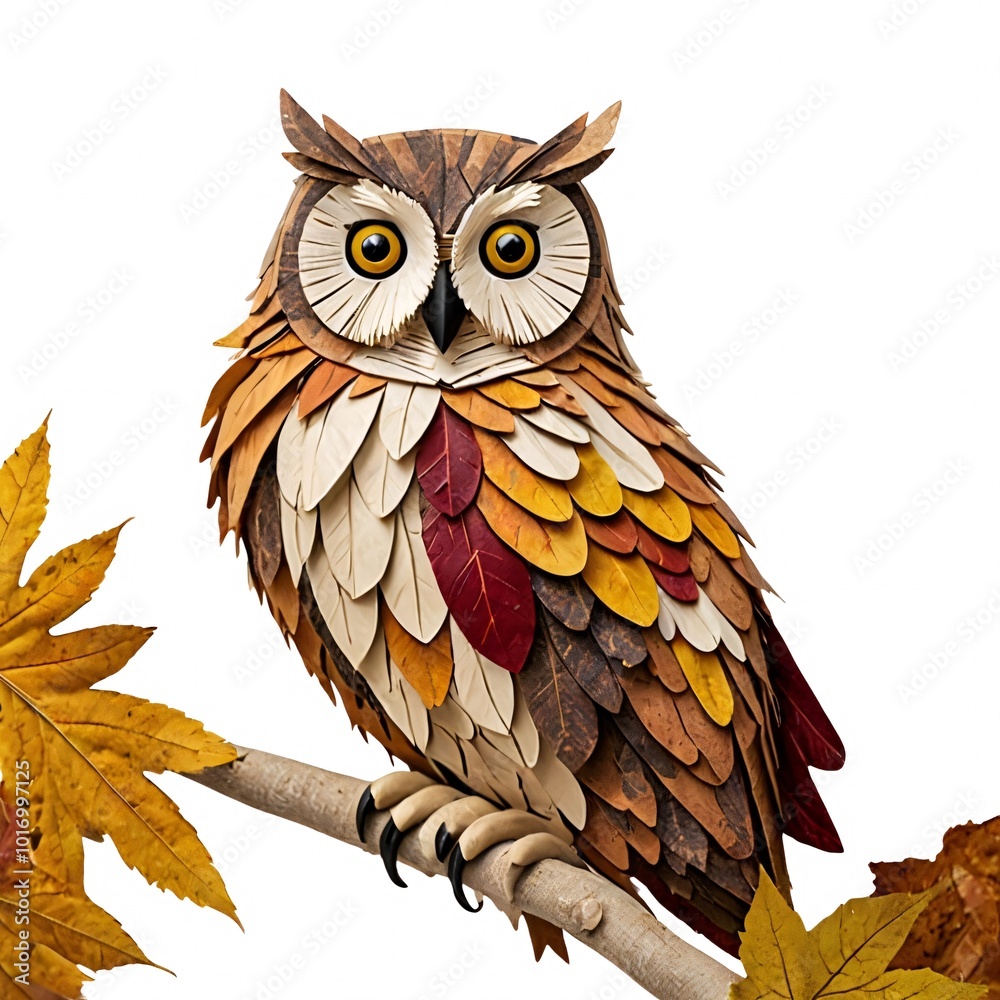 Obraz premium an owl crafted entirely from autumn leaves