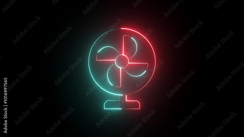 fan icon with a glowing neon effect in cyan and pink color fan icon with a glowing neon effect in cyan and pink color