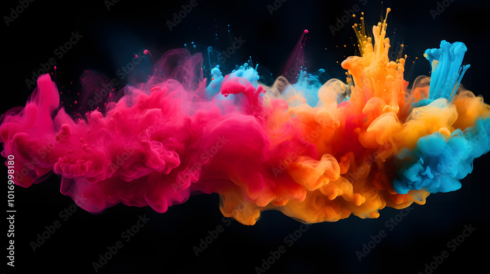 Fototapeta premium Stunning Color Cloud: Dynamic Explosion of Pigments Against Black Background