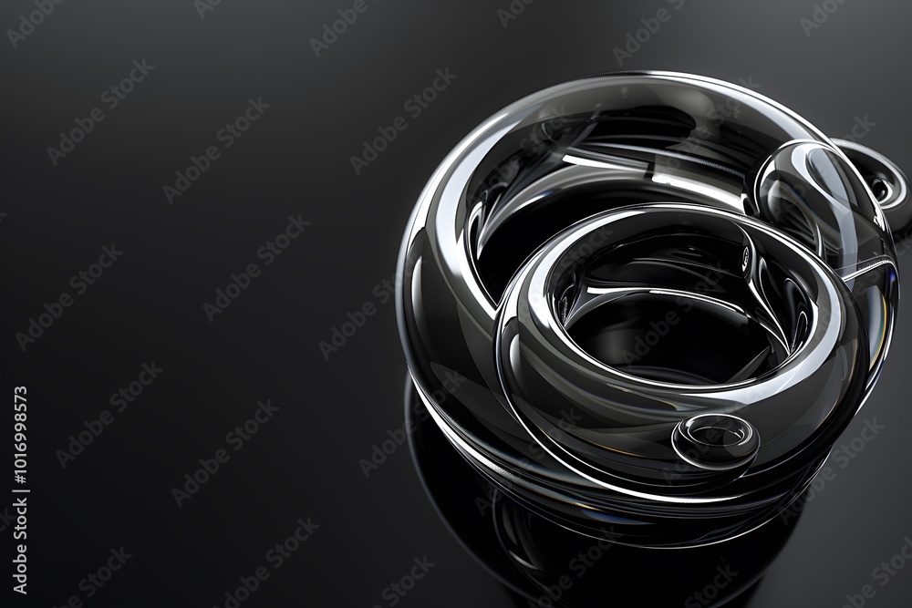 Elegant Abstract Sculpture in Glossy Black Finish Elegant Abstract Sculpture in Glossy Black Finish