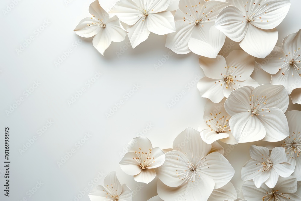 the background of their paper cut flowers on a white background. space for text the background of their paper cut flowers on a white background. space for text