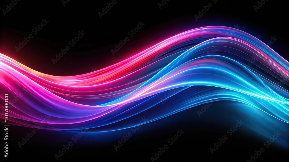 Abstract neon wave design in blue pink red colors on black background Abstract neon wave design in blue pink red colors on black background