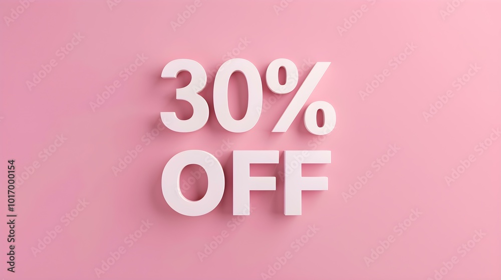 White '30% OFF' Promotional Sign on a Pink Background with Copy Space White '30% OFF' Promotional Sign on a Pink Background with Copy Space