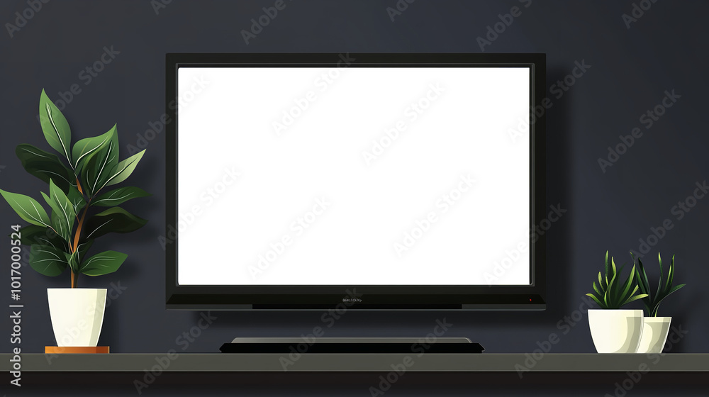 Background is living room, There is a a big TV on the Shelf Background is living room, There is a a big TV on the Shelf