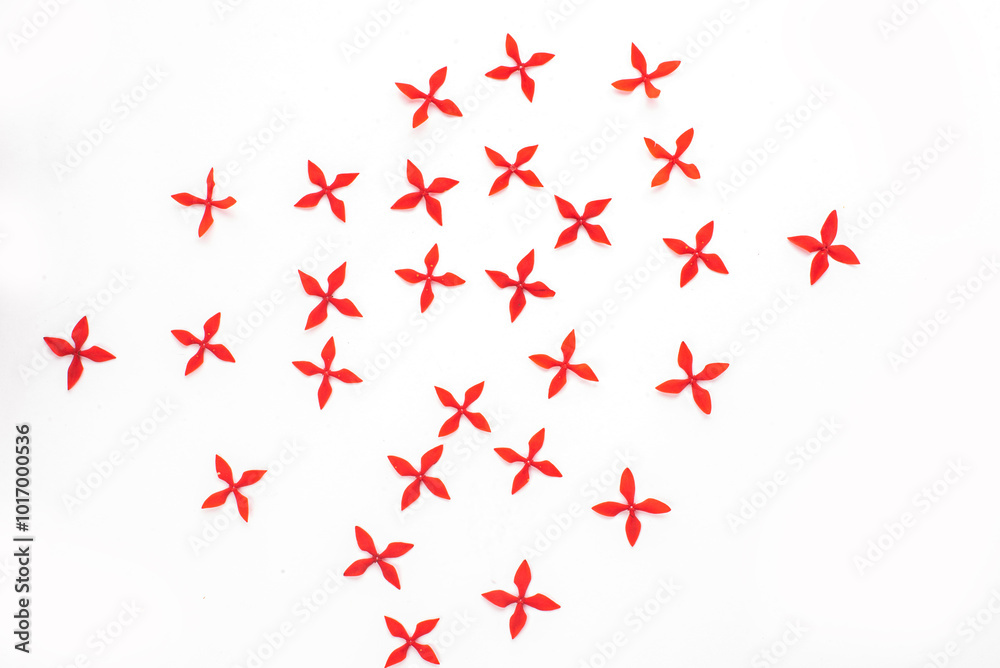 Simple floral vector seamless pattern. White, red, orange flowers on a light pink background. For fabric prints, textile products, summer clothes. Simple floral vector seamless pattern. White, red, orange flowers on a light pink background. For fabric prints, textile products, summer clothes.
